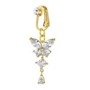 Luxurious Premium Non-Piercing Belly Jewelry - Elegant Zircon Inlaid Ear & Navel Clip-On