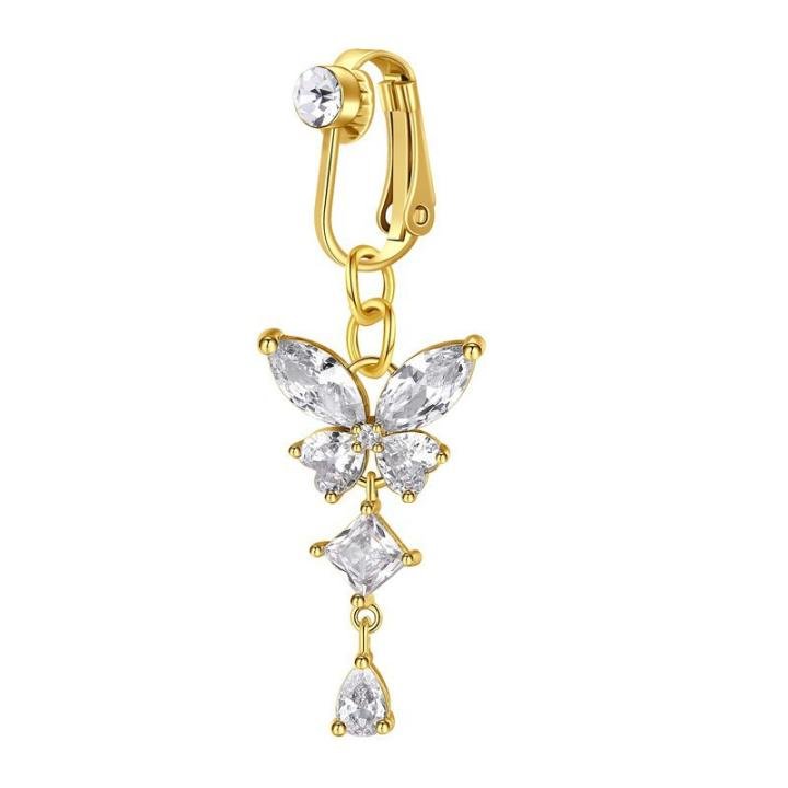 Luxurious Premium Non-Piercing Belly Jewelry - Elegant Zircon Inlaid Ear & Navel Clip-On